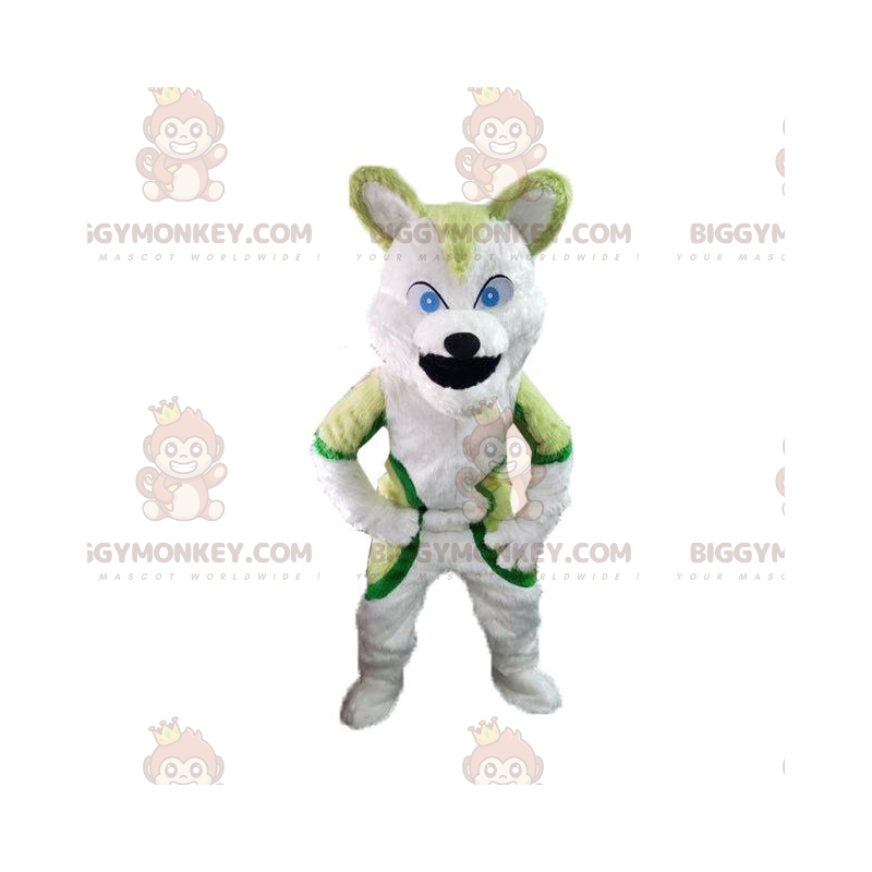 BIGGYMONKEY™ Maskottchenkostüm grüner Husky, Fuchskostüm