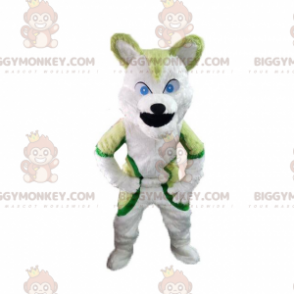 BIGGYMONKEY™ costume da mascotte di husky verde, costume da