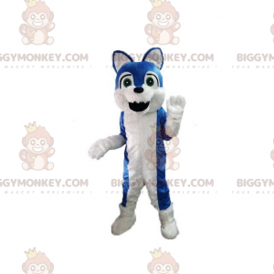 Costume da mascotte BIGGYMONKEY™ cane blu e bianco, costume da