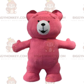 Rosa nalle BIGGYMONKEY™ maskotdräkt, rosa nallebjörnsdräkt -