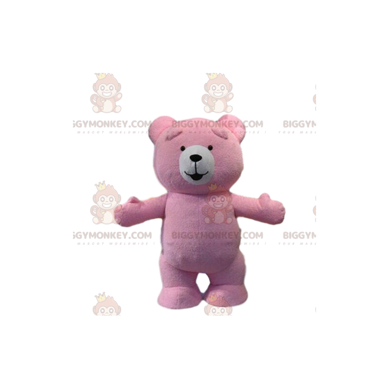 BIGGYMONKEY™ vaaleanpunainen karhun maskottiasu