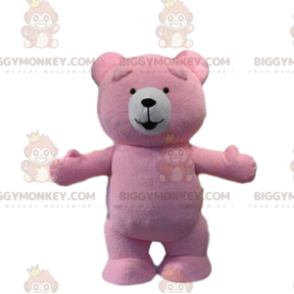 BIGGYMONKEY™ costume mascotte orso rosa, costume da