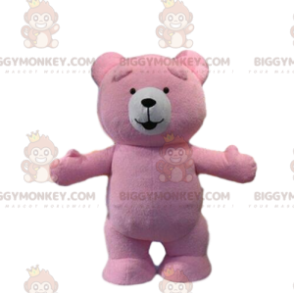 BIGGYMONKEY™ pink bjørne maskot kostume, pink bamse kostume