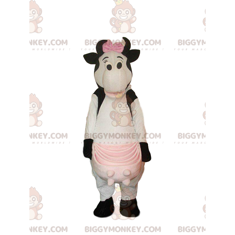 Costume de mascotte BIGGYMONKEY™ de vache blanc et noir