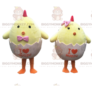 2 poussins dans leur coquille, costumes de poussins -