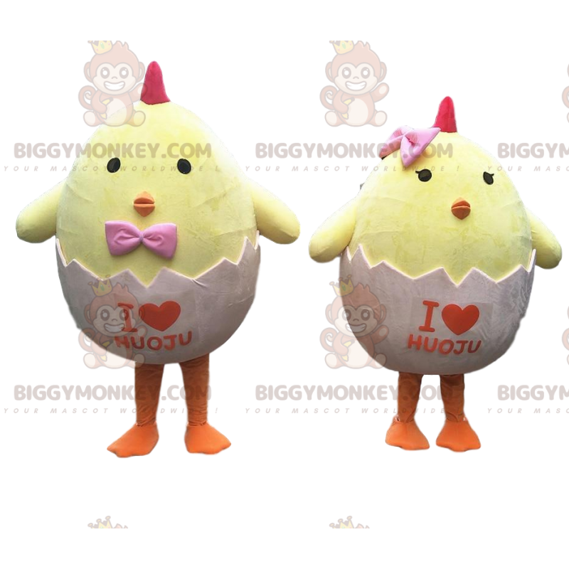 2 kycklingar i sitt skal, kycklingkostymer - BiggyMonkey maskot