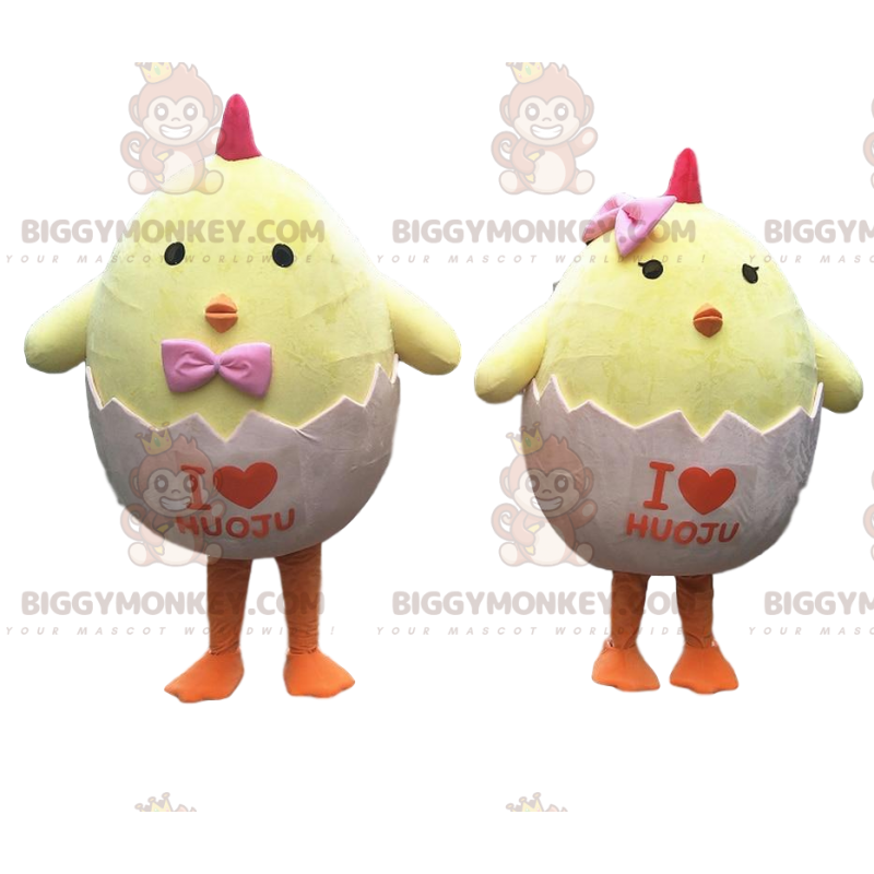 2 poussins dans leur coquille, costumes de poussins -