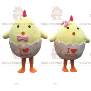 2 poussins dans leur coquille, costumes de poussins -