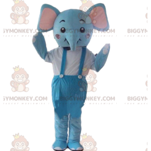 Blå elefant BIGGYMONKEY™ maskotdräkt, pachyderm kostym, blått
