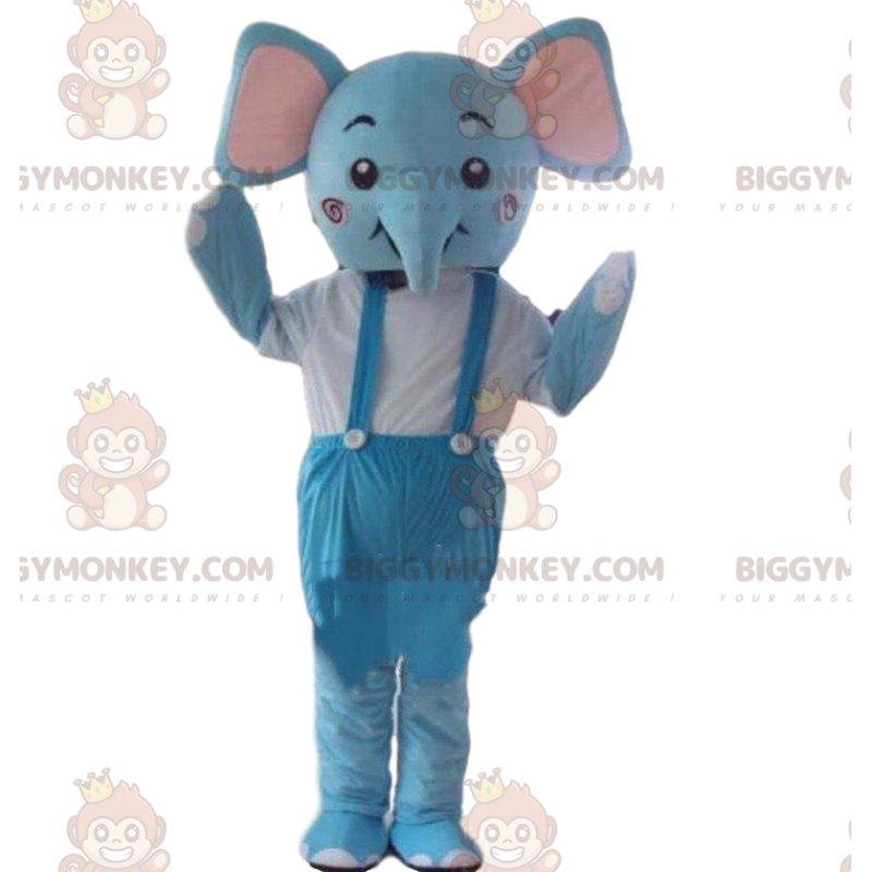 Blue elephant BIGGYMONKEY™ mascot costume, pachyderm costume