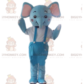 Blue elephant BIGGYMONKEY™ mascot costume, pachyderm costume