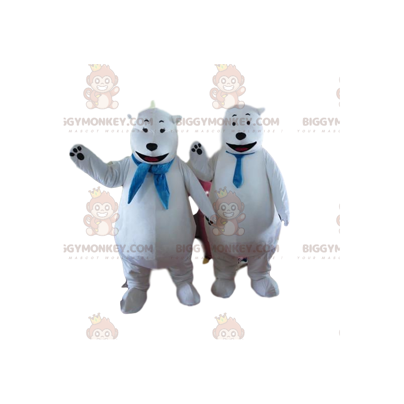 2 ours polaires, mascotte BIGGYMONKEY™ d'ours blanc, costumes