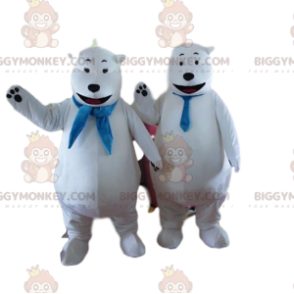 2 ours polaires, mascotte BIGGYMONKEY™ d'ours blanc, costumes