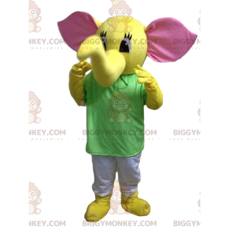 BIGGYMONKEY™ maskotdräkt av gul elefant, pachyderm kostym, gult