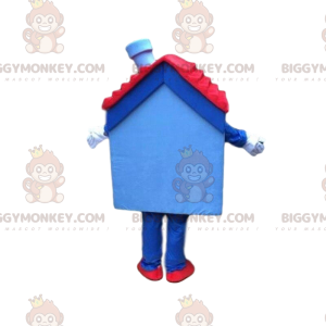 Casa azul y roja, disfraz de mascota BIGGYMONKEY™ de la casa