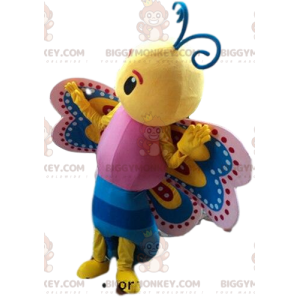 Flerfarvet sommerfugl BIGGYMONKEY™ maskotkostume, farverigt