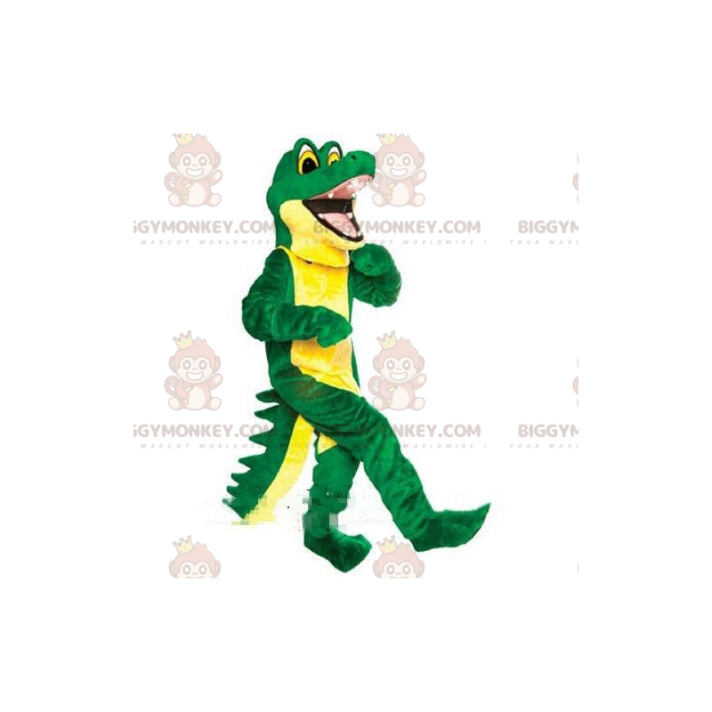 Costume de mascotte BIGGYMONKEY™ de crocodile vert et jaune