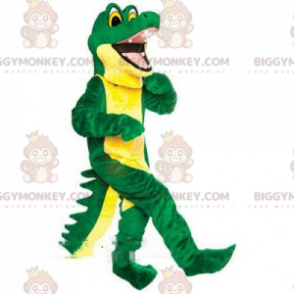 Costume de mascotte BIGGYMONKEY™ de crocodile vert et jaune