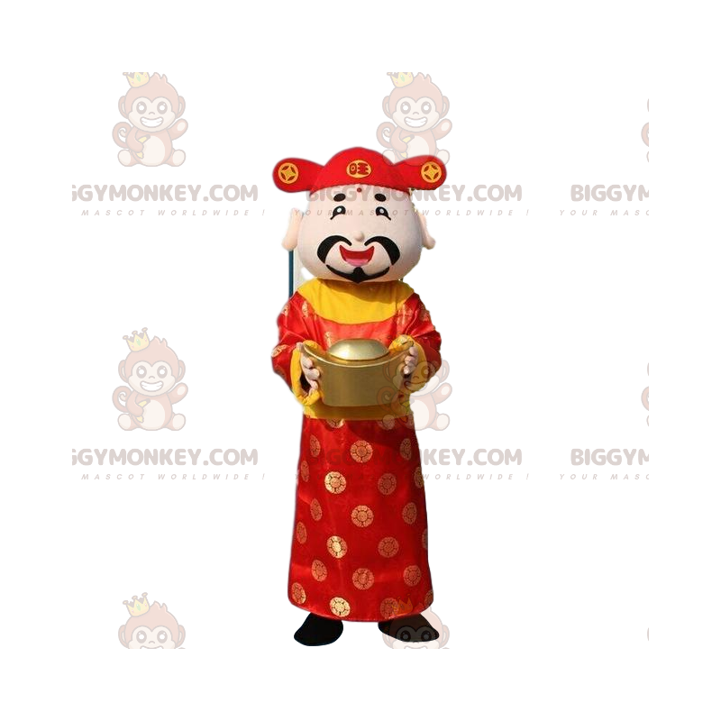 Asiatisk man God of Wealth BIGGYMONKEY™ maskotdräkt -