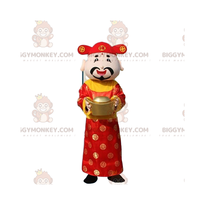 Aziatische man God of Wealth BIGGYMONKEY™ mascottekostuum -