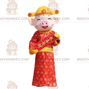 Pig BIGGYMONKEY™ Mascot Costume, Asian Pig Costume, God of