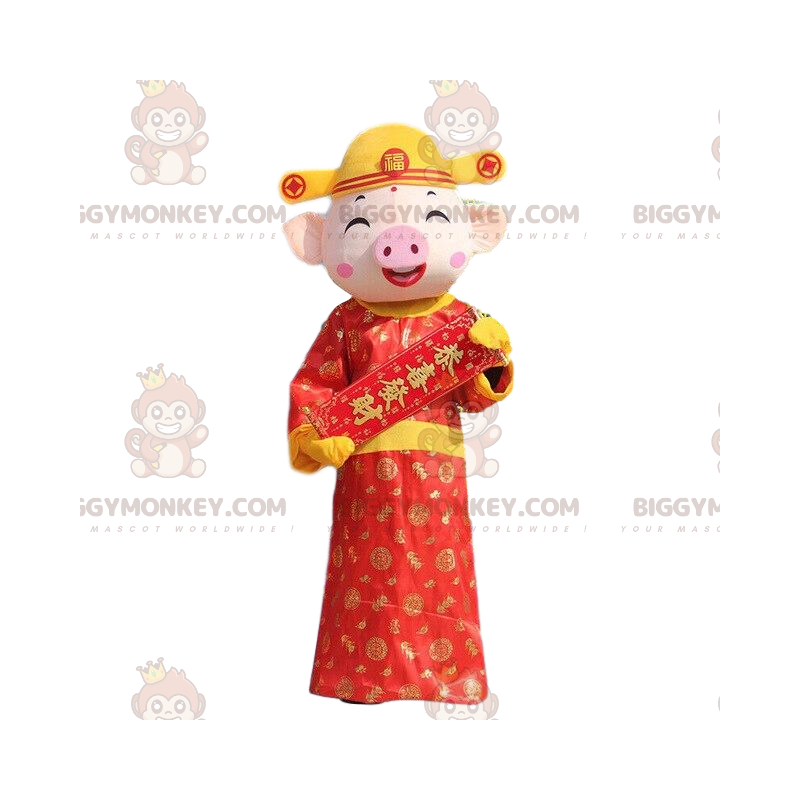 Pig BIGGYMONKEY™ Mascot Costume, Asian Pig Costume, God of