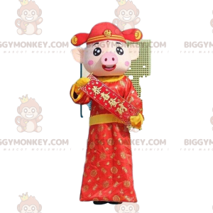 Schwein BIGGYMONKEY™ Maskottchenkostüm, asiatisches