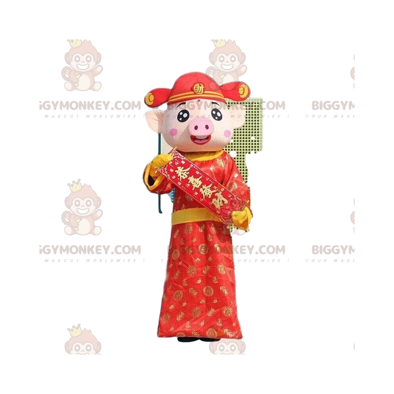 Pig BIGGYMONKEY™ Mascot Costume, Asian Pig Costume, God of