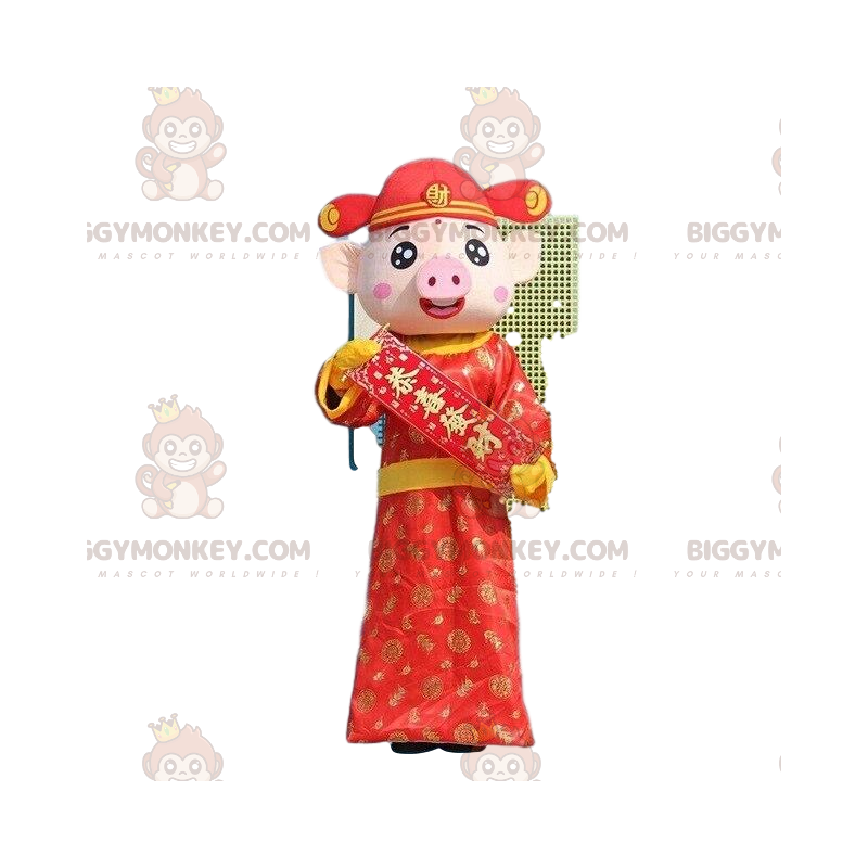Pig BIGGYMONKEY™ maskottiasu, aasialainen sikaasu, vaurauden