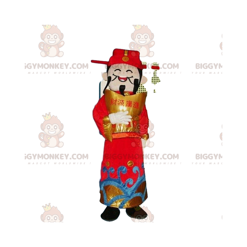 Asian Man Costume, BIGGYMONKEY™ God of Wealth Mascot Costume –
