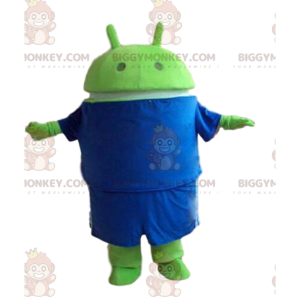 BIGGYMONKEY™ Android-maskotdräkt, grön robotdräkt, GSM-dräkt -