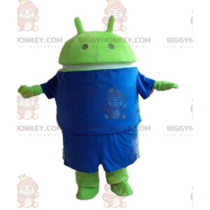 BIGGYMONKEY™ Android-Maskottchenkostüm, grünes Roboterkostüm