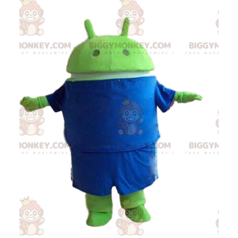 BIGGYMONKEY™ Android-maskotdräkt, grön robotdräkt, GSM-dräkt -