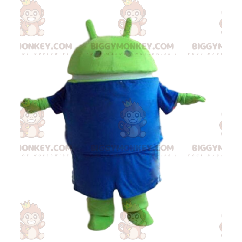 BIGGYMONKEY™ Android-Maskottchenkostüm, grünes Roboterkostüm