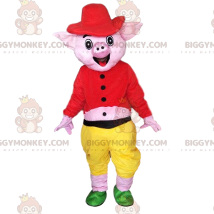 Lachend varken BIGGYMONKEY™ mascottekostuum, roze