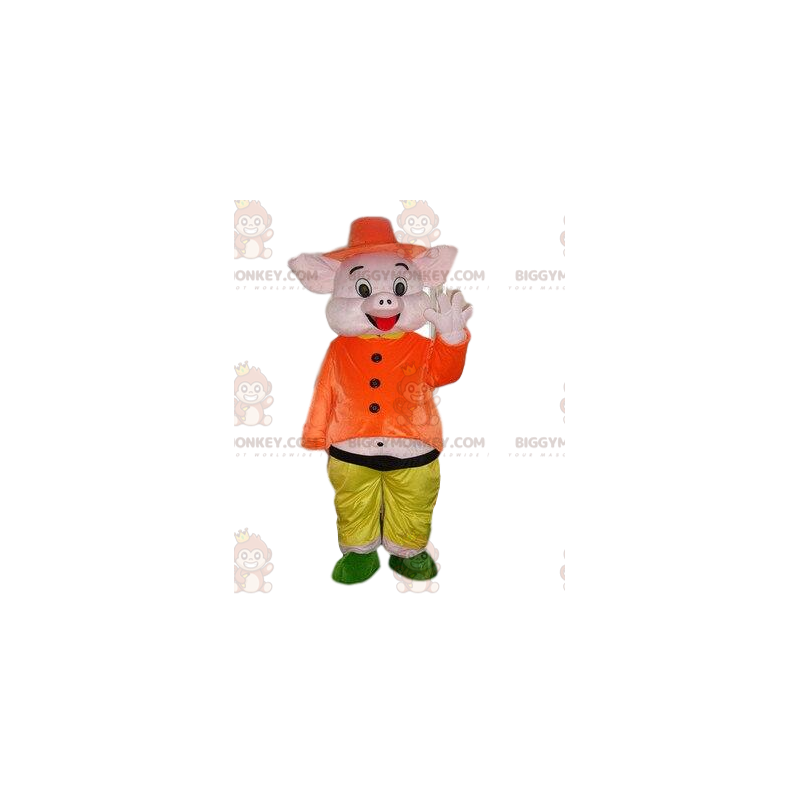 Pink gris BIGGYMONKEY™ maskot kostume, 3 små grise kostume -