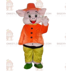 Pink pig BIGGYMONKEY™ mascot costume, 3 little pigs costume -