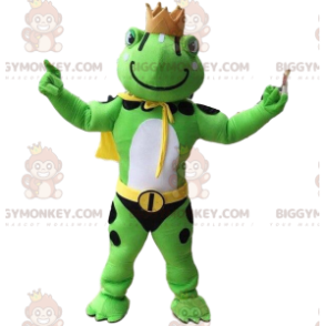 Kostým maskota žáby BIGGYMONKEY™, kostým krále, kostým hrdiny –