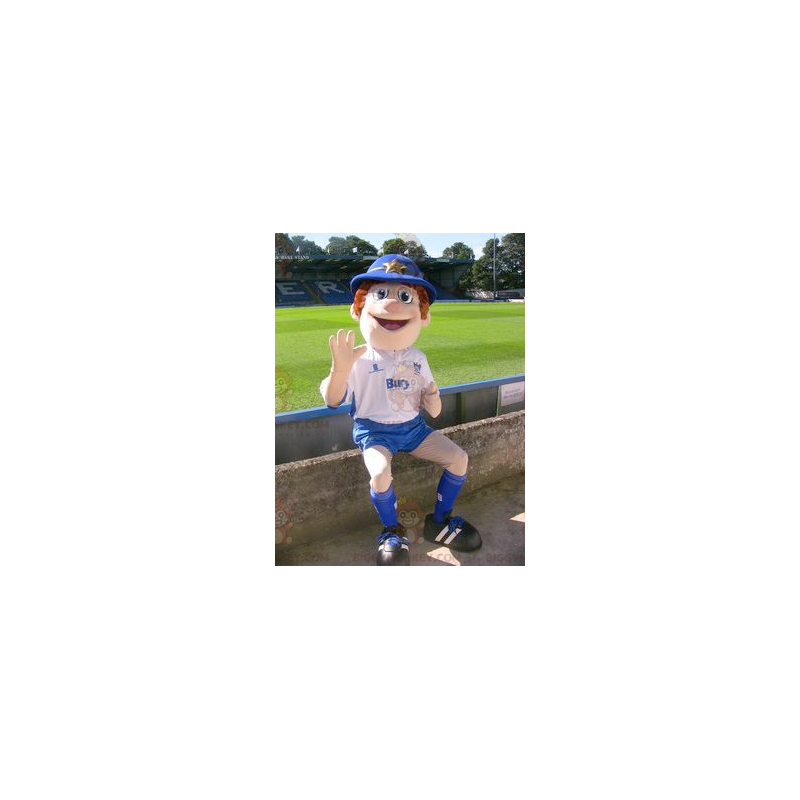 Disfraz de mascota de niño policía BIGGYMONKEY™ con traje azul
