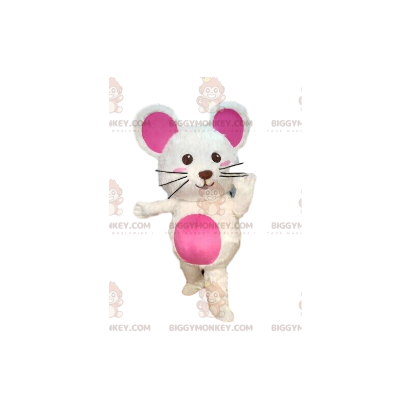 Costume de mascotte BIGGYMONKEY™ de souris blanche, costume de