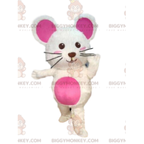 Costume de mascotte BIGGYMONKEY™ de souris blanche, costume de