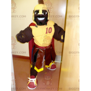 BIGGYMONKEY™ Maskotdräkt Afrikansk gladiator med gul rustning -