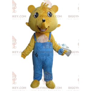 Keltainen hiiren BIGGYMONKEY™ maskottiasu, rotta-asu, jyrsijän