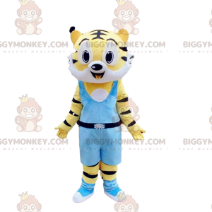 Traje de mascota BIGGYMONKEY™ de tigre amarillo y blanco, traje