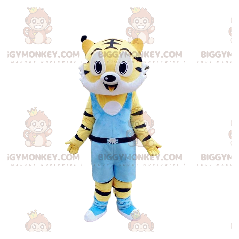 BIGGYMONKEY™ costume mascotte tigre gialla e bianca, costume