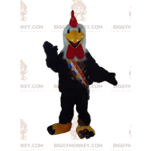 Schwarzer Hahn BIGGYMONKEY™ Maskottchenkostüm, Hühnerkostüm