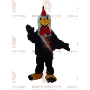 Costume da mascotte gallo nero BIGGYMONKEY™, costume da pollo