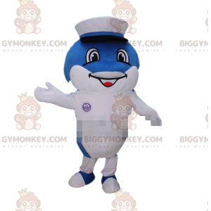 Blauwe en witte dolfijn BIGGYMONKEY™ mascottekostuum