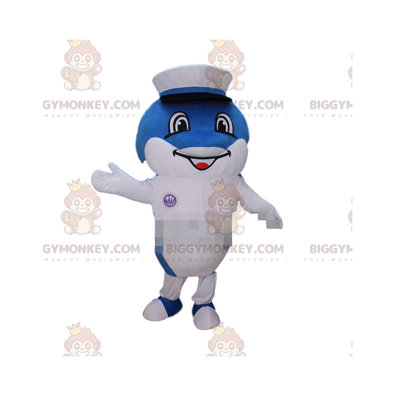 Disfraz de mascota delfín azul y blanco BIGGYMONKEY™, disfraz