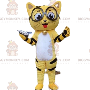 Costume de mascotte BIGGYMONKEY™ de chat jaune, costume de